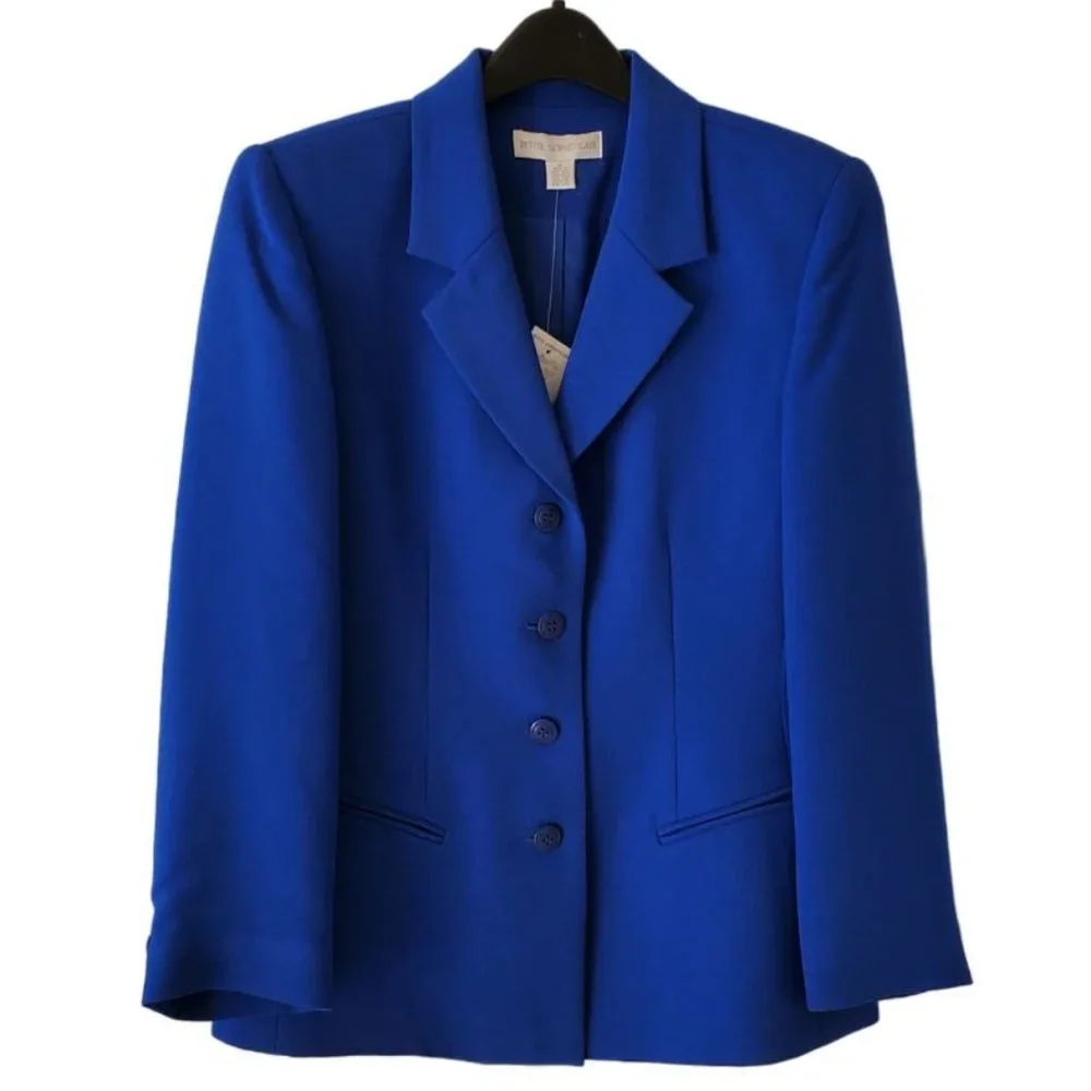 Petite Sophisticate Vintage Single-Breasted Blazer | NWT | 10P | Royal Blue - Picture 1 of 13